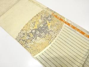 アンティーク　縞に鳳凰・梅鉢模様織り出し袋帯（材料）